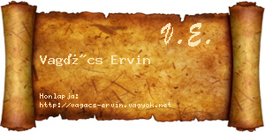 Vagács Ervin névjegykártya